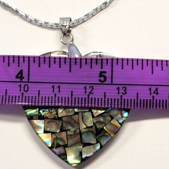 Genuine Abalone Shell Pendant Necklace Heart Shape Abalone Pendant - Picture 9 of 10